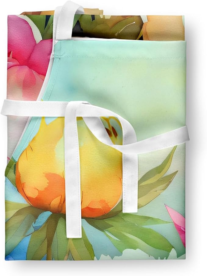 Caroline's Treasures Peonies in Watercolor Apron Cooking Kitchen Server Baking Crafts Gardening for Adult Women Men, Unisex, Large, Multicolor