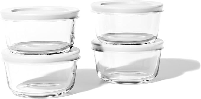 DURA LIVING 8-Piece Glass Food Storage Containers Set (4 Containers + 4 BPA-Free Lids) | 7-Ounce, Leakproof | Microwave, Freezer, Oven & Dishwasher Safe | Ideal for Meal Prep & Pantry Organization