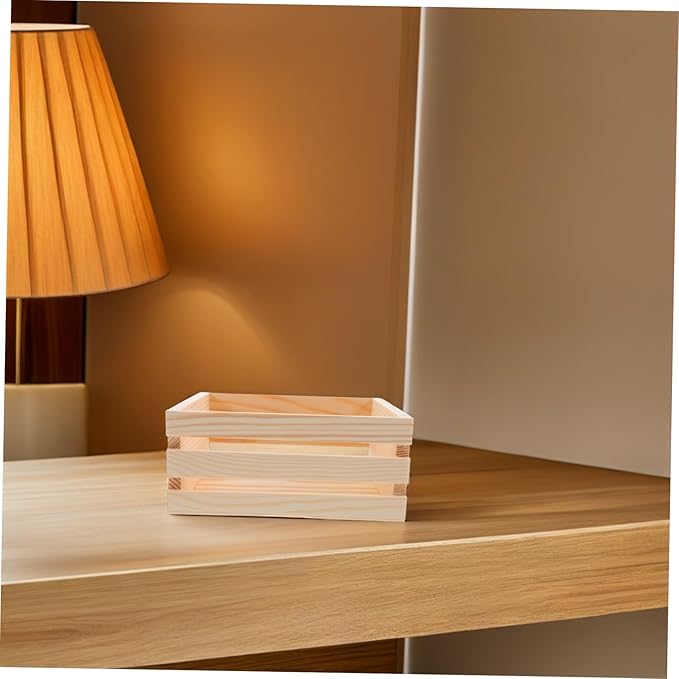 Wooden Desktop Storage Box Vintage Design Multi-purpose Basket for Organizing Stationery Sundries and Items Rustic Container for Home Office Use