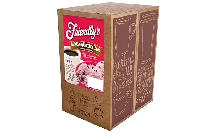 Friendly's Coffee Pods, Cherry Chocolate Ice Cream Flavored for Keurig K Cup Brewers, Black Cherry Chocolate Chunk, 40 Count (Pack of 1)