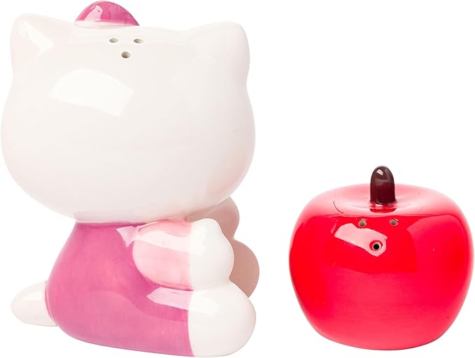 Silver Buffalo Sanrio Hello Kitty 3D Ceramic Salt and Pepper Shaker Set, 5.25” L x 2.6” W x 4” H