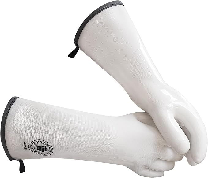 Silicone Oven Gloves- 15" Extra Long, Heat Resistant Oven Gloves with Fingers, Kitchen Oven Mitts Smoker Gloves for Baking, Grilling, Cooking, Food Grade, Waterproof (9/L)