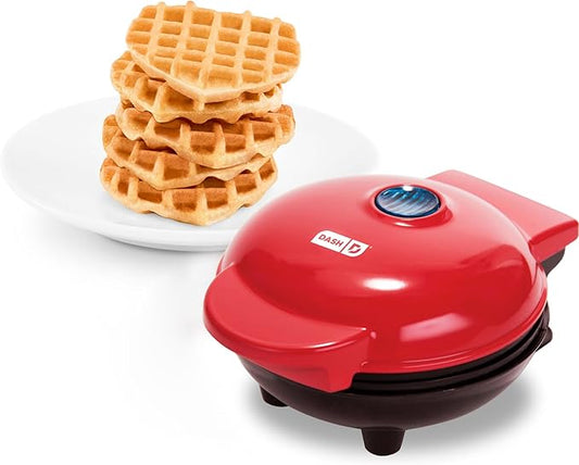 Dash Mini Waffle Maker- Mini Machine for Creative Homemade Treats - Nonstick Iron with Unique Print Design - Stylish Waffle Machine - Red Heart,(Pack of 6)