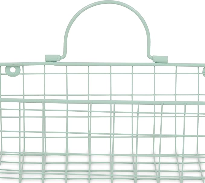 DII Farmhouse Vintage Decor, Wire Wall Basket, Small, Aqua, 2 Piece