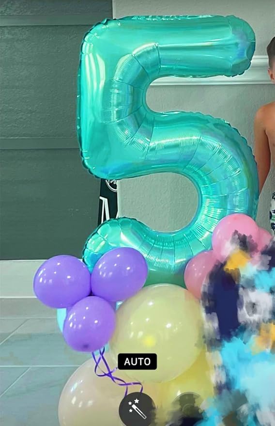 Balloons Number 5, Blue Green Balloon Numbers for Girls Boys Happy Birthday Decorations, 40 Inch Balloon for 5, 15, 25, 2025 Graduation Wedding Anniversaries Party