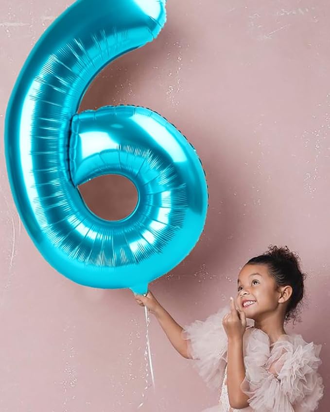Five Balloons Number, Light Blue Balloon Numbers 5 for Girls Boys 40 Inch Happy Birthday Decorations for 5 15 25 2025 Graduation Wedding Anniversaries