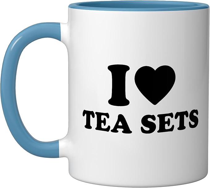 I Love Tea Sets Ceramic Mug, Blue/White