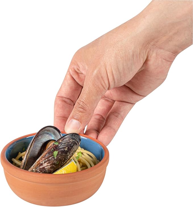 Restaurantware Terracotta Cazuela Bowls 2 Pack of 5 oz Durable Rustic Serving Dish Glazed Oven-Safe Bowl Freezer-Safe Tapas Dish Microwave-Safe Dishwasher-Safe