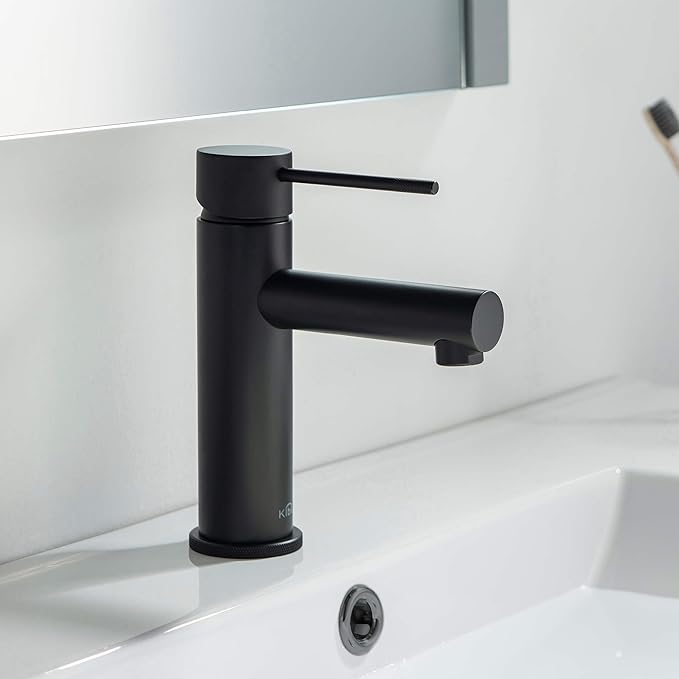 KIBI KBF1010 Solid Brass Single Handle Single Hole Circular X Faucet for Bathroom Sink | High Arc Faucet Spout | Durable Matte Black Finish | Corrosion and Rust Resistant