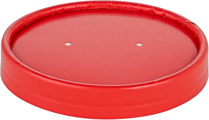 Bio Tek Round Red Paper Soup Container Lid - Fits 12 oz - 200 count box