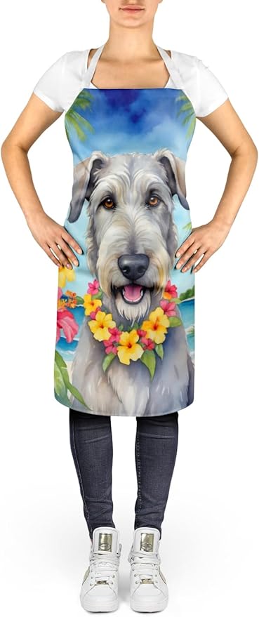 Caroline's Treasures Irish Wolfhound Luau Apron Cooking Kitchen Server Baking Crafts Gardening for Adult Women Men, Unisex, Large, Multicolor