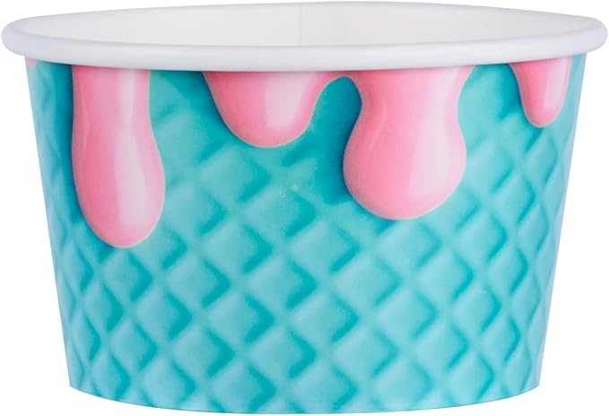 Restaurantware Ice Cream Cups 50 Pack of 8 oz Leak-Resistant Disposable Dessert Bowl Frozen Yogurt Cup Round Paper Container For Cold And Hot Desserts