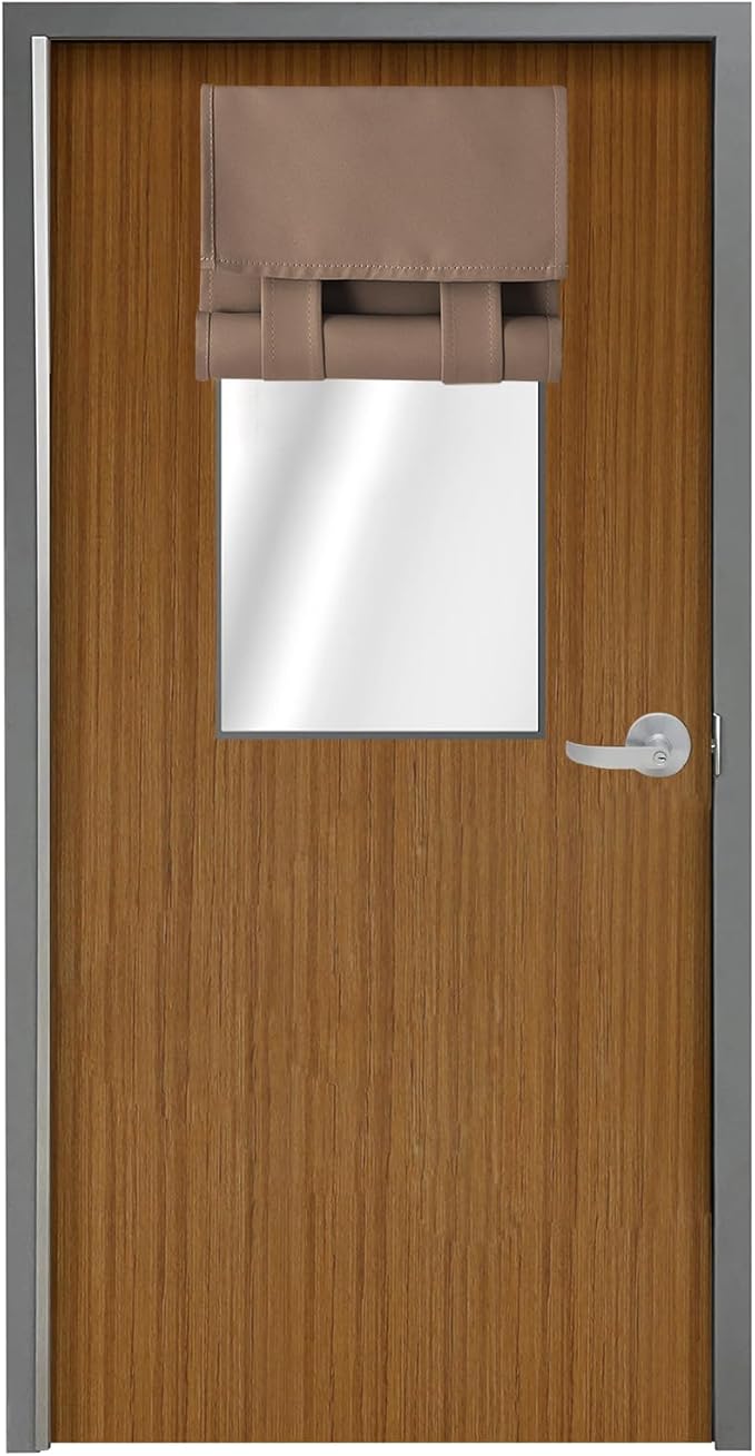 WdFour Classroom Door Window Cover,Blackout Shades for Classroom Windows and Doors，Privacy,Room Darkening Design Blocks Views, Classroom Window Cover Lockdown. 12W x 30L Inches, 1 Panel, Mocha.