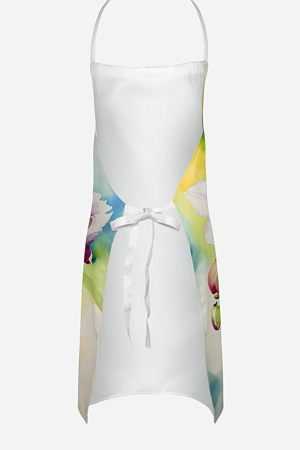 Caroline's Treasures Orchids in Watercolor Apron Cooking Kitchen Server Baking Crafts Gardening for Adult Women Men, Unisex, Large, Multicolor