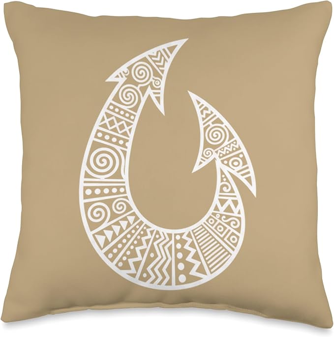 Decorative Fishing Hook Tribal Art Fishing Hook Fisherman Throw Pillow