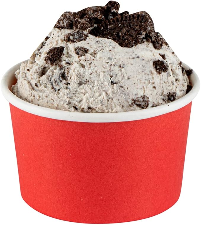 Coppetta 3-Ounce Dessert Cups, 200 Disposable Ice Cream Cups - Lids Sold Separately, Heavy-Duty, Red Paper Frozen Yogurt Bowls, For Hot And Cold Foods, Perfect For Gelato Or Mousse - Restaurantware