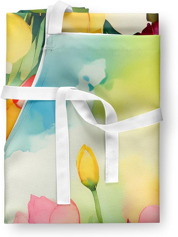 Caroline's Treasures Freesias in Watercolor Apron Cooking Kitchen Server Baking Crafts Gardening for Adult Women Men, Unisex, Large, Multicolor