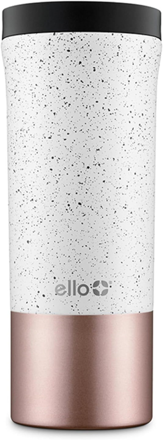 Ello Miri 16oz Vacuum Insulated Stainless Steel Travel Mug, Leak-Proof Slider Lid, Keeps Hot for 5 Hours, Perfect for Coffee or Tea, BPA-Free, Fits Most Cupholders, Holiday Gift, Speckle