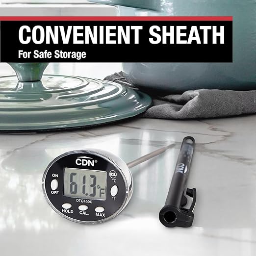 CDN Waterproof Digital Thermometer Long 4.75" Stem, NSF Certified, Ideal for for Bread Baking, Cooking, Brewing - DTQ450X