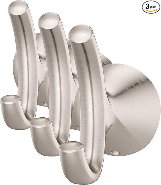 Pfister Willa Towel Hook, Bathroom Towel Hook, Wall-Mounted, Screw-in, Brushed Nickel Finish, BRHWLL0K (Pack of 3)