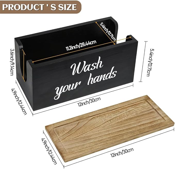 Wood Paper Towel Dispenser Wall Mount, Paper Towel Holder Mounted with Lid for Home and Commercial, Countertop C-Fold, Z-Fold, Trifold Paper Hand Towel Dispenser for Bathroom and Kitchen