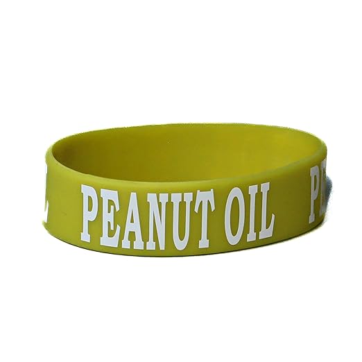 Culinary ID Bands "PEANUT OIL Bottle Label, Food Grade Silicone Band for 12 oz Squeeze Bottles, Clear Printed Text, Reusable Kitchen ID Tag, Improves Efficiency and Safety