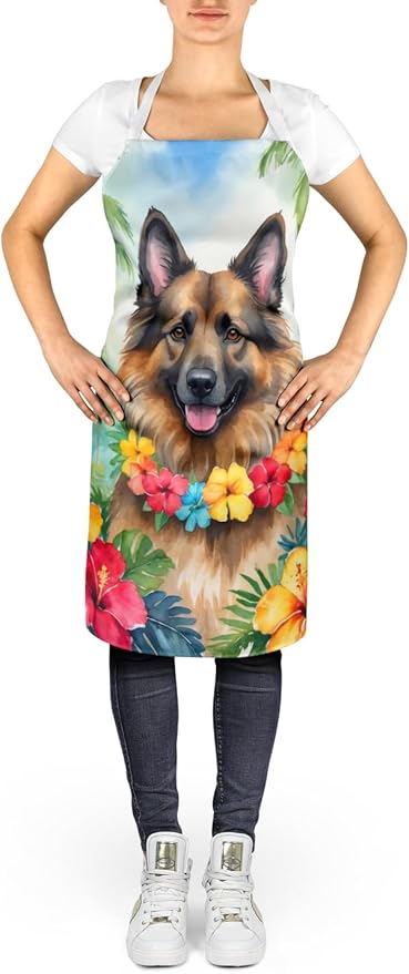 Caroline's Treasures Belgian Tervuren Luau Apron Cooking Kitchen Server Baking Crafts Gardening for Adult Women Men, Unisex, Large, Multicolor