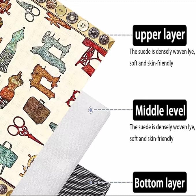 Sewing Buttons Craft Room Rug 2ftx3ft Vintage Sewing Room Themed Area Rug for Hallway Non-Slip Scissors Sewing Print Carpet for Sofa Bedroom Entryway