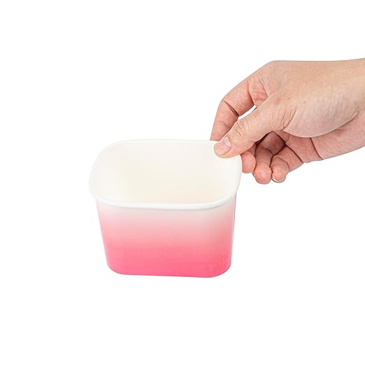 Restaurantware Paper Cups 50 Count 12 Ounce Square Disposable Ice Cream Containers, Leak-Resistant Paper Dessert To Go Cups, Hot And Cold Food, Durable Pink And White Ombre Design