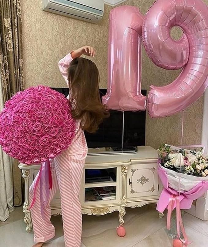 40 Inch Pink Numbers 9 Balloon, Balloons Decorations for 9 19 90 Birthday Party, Engagement, Wedding, Graduations, Photo Shoot Supplies