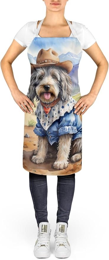 Caroline's Treasures Bergamasco Sheepdog Cowboy Welcome Apron Cooking Kitchen Server Baking Crafts Gardening for Adult Women Men, Unisex, Large, Multicolor