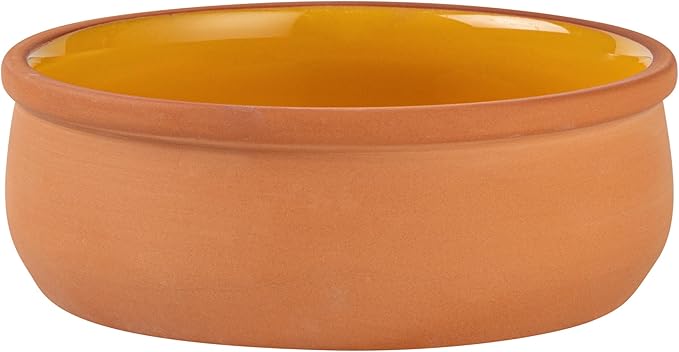 Restaurantware-Terra Tek 17 Ounce Terracotta Cazuelas, 2 Yellow Glazed Clay Pots For Cooking - Oven-Ready, Microwavable, Terracotta Serving Pots, Dishwashable, For Cooking And Serving