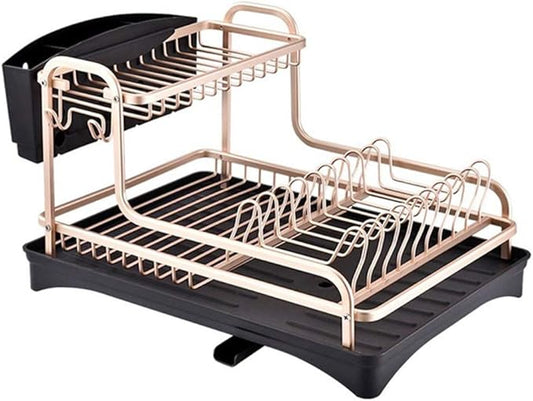 Aluminum Alloy Dish Rack Kitchen Storage Box Drain Rack Drying Board Shelf Sink Knife and Fork Box Made Very Suitable for Home Kitchen.