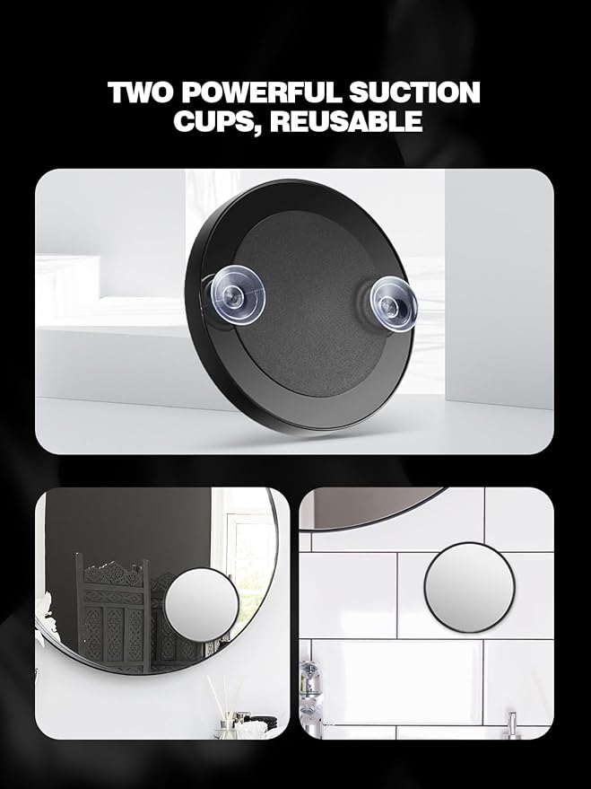 Macaki 20X Magnifying Mirror with 2 Suction Cups, 3.5 inches Magnified Makeup Mirror and Slant Tweezers,Black,1PC