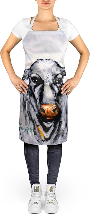 Caroline's Treasures Bessie the Cow Apron Cooking Kitchen Server Baking Crafts Gardening for Adult Women Men, Unisex, Large, Multicolor