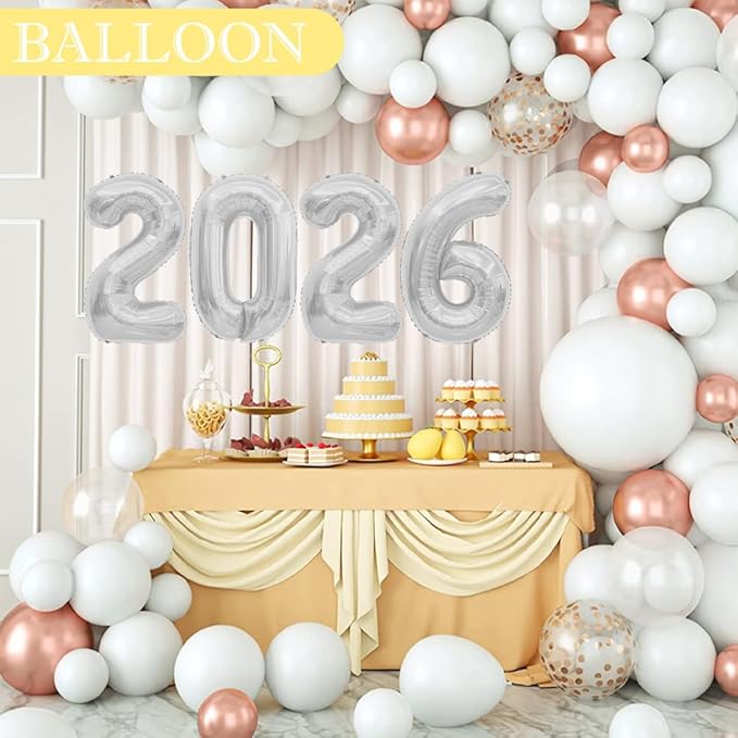 New Years Decorations Balloons 2026 Graduation Balloons 2026 Balloon Number 40 Inch 2026 Number Balloon Silver Graduation Decoration Class Of 2026 Decorations Grad Graduation Party Supplies