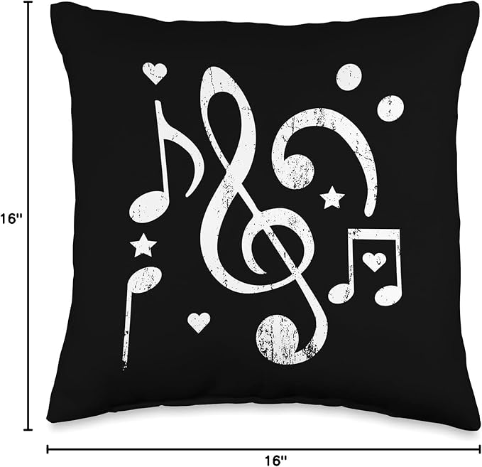music singing hobby bass clef sheet music Musician Design Treble Clef Musical Notes Throw Pillow, 16x16, Multicolor