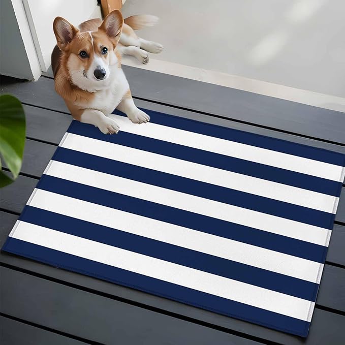 Area Rug 2x3ft, Nautical Black and White Stripes Washable Rugs for Living Room Bedroom, Striped Soft Non-Slip Area Rugs Rectangle Floor Carpet for Dining Room