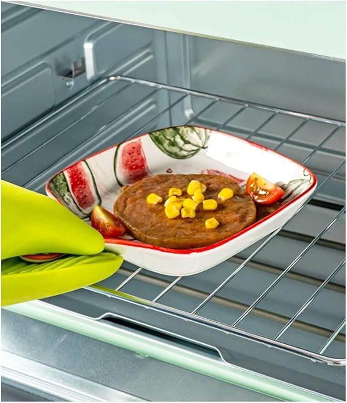 Dishes Ceramic bakeware Double Ear high Temperature Resistant Household bakeware Baking Kitchen Creative Oven Tableware (Color : H) (E)