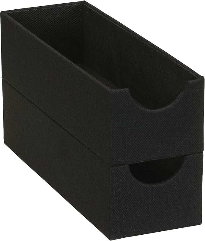 Household Essentials 2-Pack of Drawer Organizers, Sturdy Chipboard with Soft Polyester Cover, Handy and Fashionable Organization Solution, 3” H x 4” W x 12” D, Black Linen