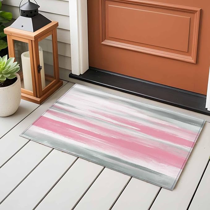 Area Rug 2x3ft, Pink Grey Mottled Texture Seamless Washable Rugs for Living Room Bedroom, Gradient Abstract Art Soft Non-Slip Area Rugs Rectangle Floor Carpet for Dining Room