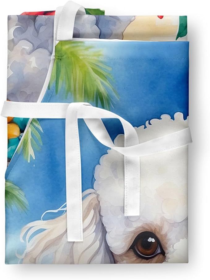 Caroline's Treasures White Poodle Luau Apron Cooking Kitchen Server Baking Crafts Gardening for Adult Women Men, Unisex, Large, Multicolor