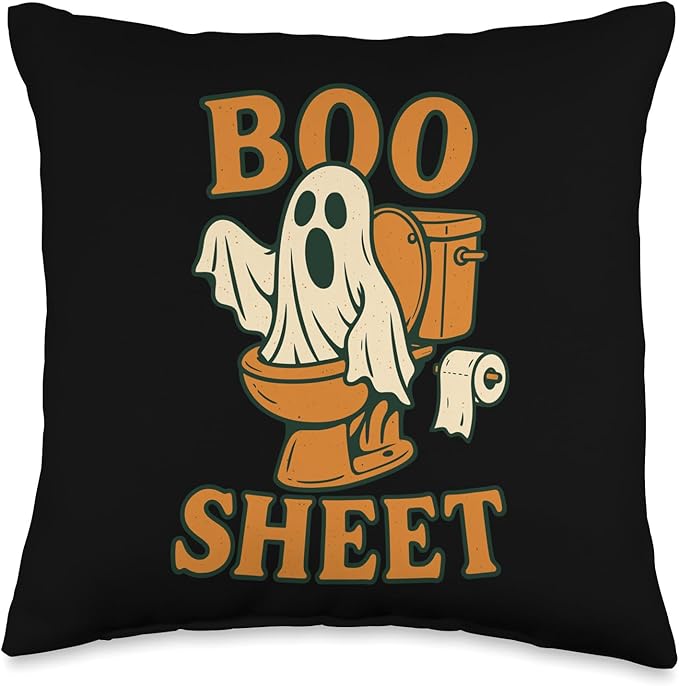Halloween Boo Sheet Funny Ghost Toilet Pun Retro Throw Pillow