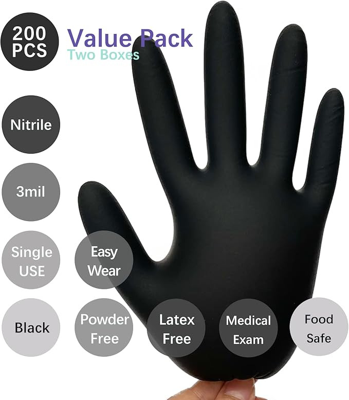 Dr.GreenPanda Nitrile Gloves - 3 Mil - Food Safe & Medical Exam Disposable Gloves - Latex Free Powder Free Non-Sterile