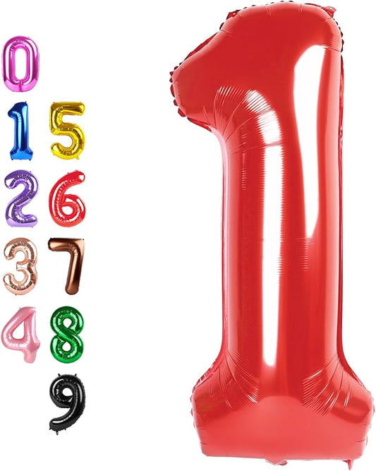 1 Balloons Number for First Birthday, 1St Balloon Numbers 40 Inch, Red for Baby Shower, Big Baloon for 1 11 12 13 16 18 21 Birthday Wedding Anniversaries Party