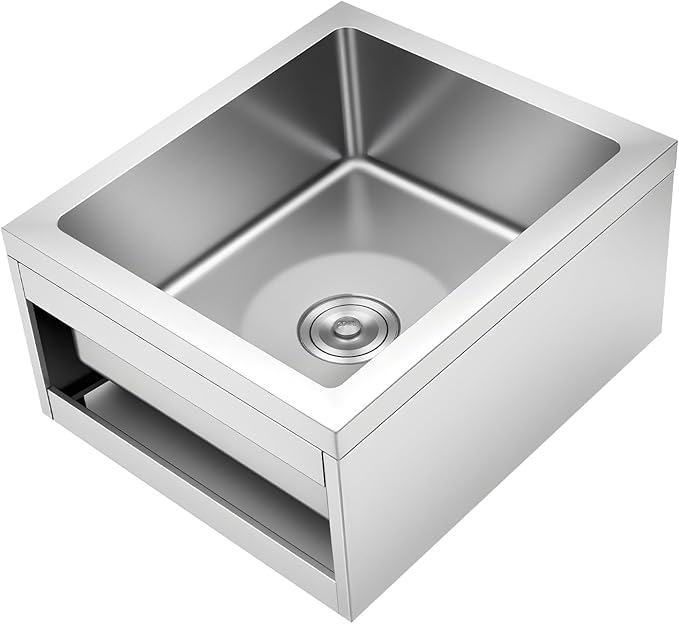 Utility Floor Mount Mop Basin, 22 * 19in Stainless Steel Single Bowl Commercial Sink, Restaurant Kitchen Sink, Accommodating Sink Space, For Home, Restaurant, Hotel, Bar, Laundry Room.