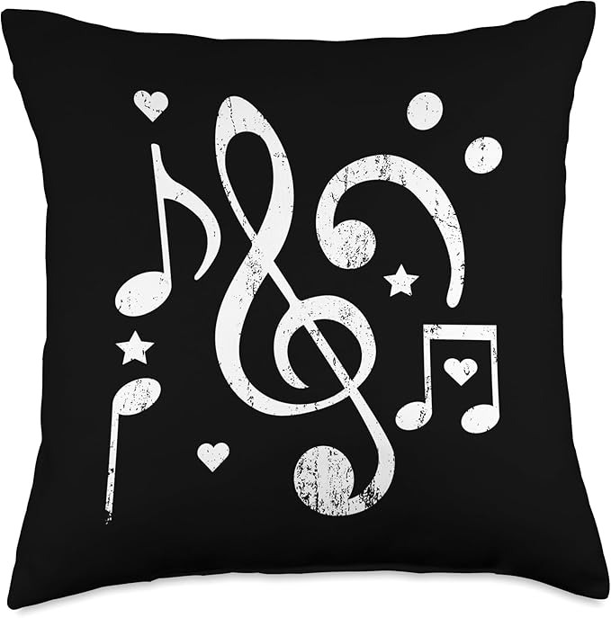music singing hobby bass clef sheet music Musician Design Treble Clef Musical Notes Throw Pillow, 18x18, Multicolor