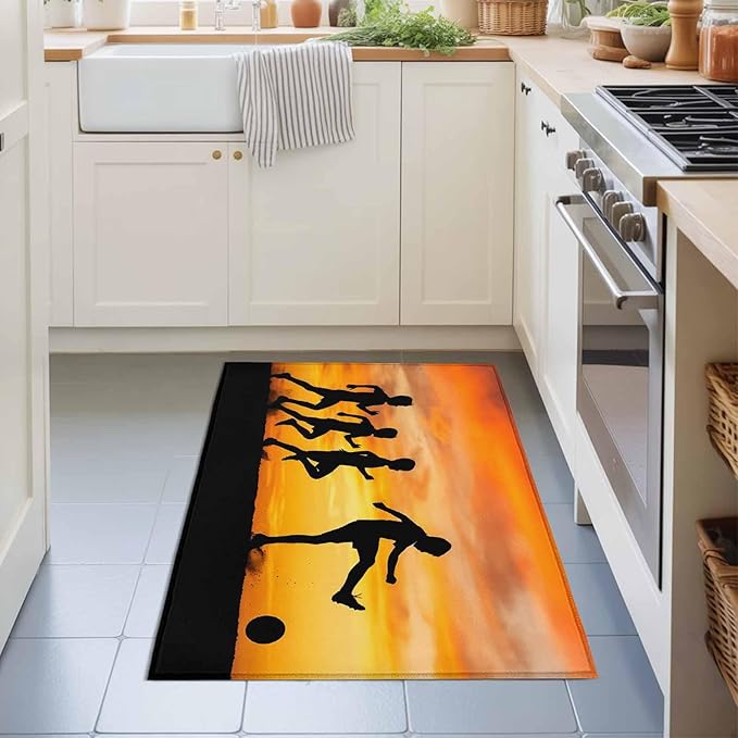 Area Rug 2x3ft, Football Sports Competition Washable Rugs for Living Room Bedroom, Sunset Background Soft Non-Slip Area Rugs Rectangle Floor Carpet for Dining Room