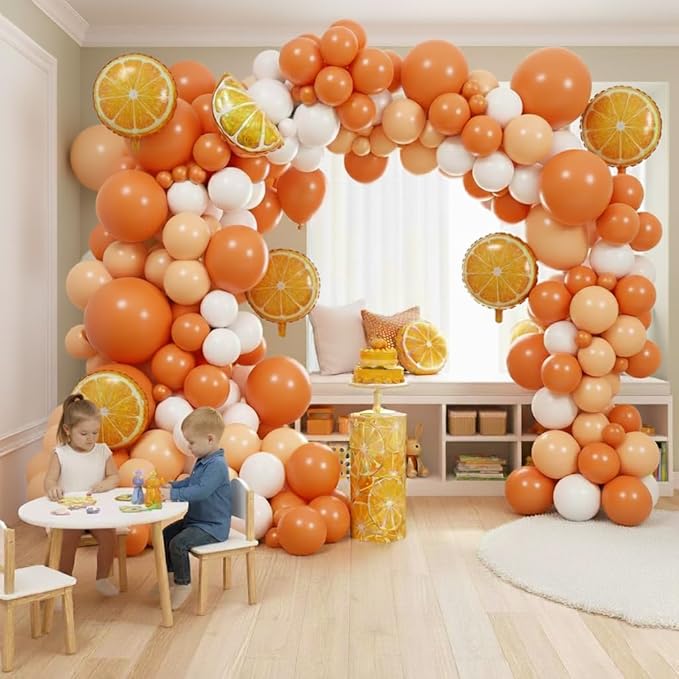 Orange Balloons Garland Arch Kit - 170Pcs Different Size Orange and Pastel Orange Balloons for Little Cutie Baby Shower Tangerine Theme Fruit Birthday Gender Reveal Party Decorations