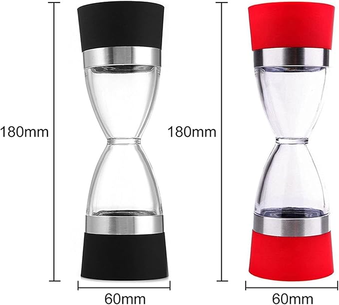 Pepper Mill Grinder Manually 2 in 1 Hourglass Shape Dual Salt Pepper Mill Spice Grinder Pepper Shaker for Kitchen Cooking Tools Easy to Clean (7.0-Inch) for Home, Barbecue, Party (Color : 1) (1 )
